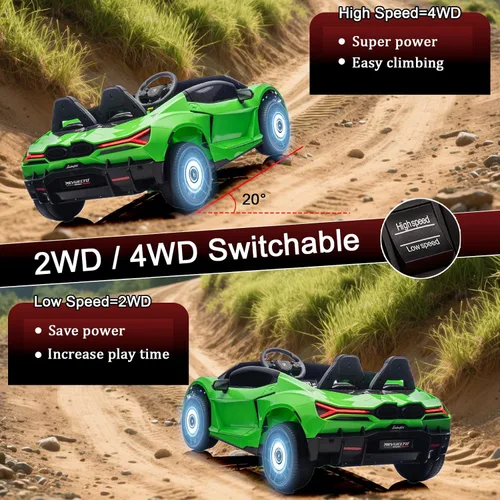Vista 5 de FINITO Lamborghini - Automóvil eléctrico XXL con licencia de 24 V y 4 WD para niños con control remoto, puertas hidráulicas, luces LED y música