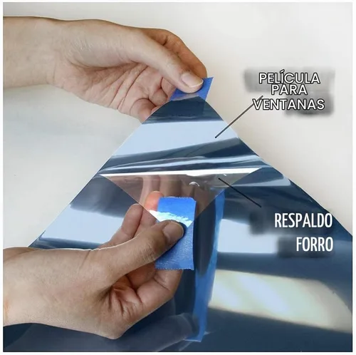 Vista 5 de Película de ventana color azul prémium, control de calor alto y privacidad diurna