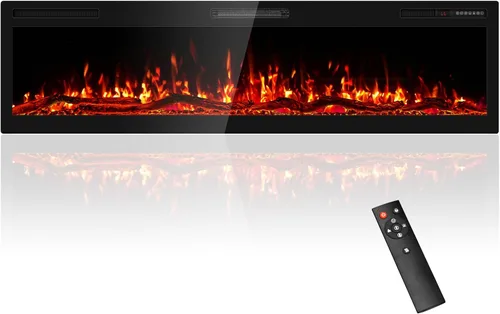 Vista 15 de Chimenea eléctrica ultrafina de 40" empotrada montada en la pared