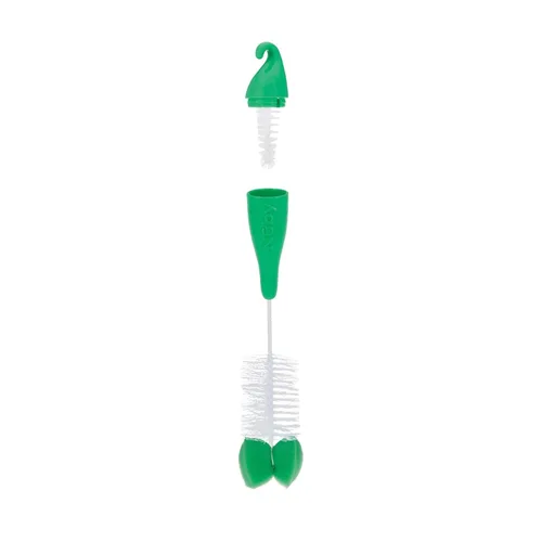 Vista 6 de Nuby Cepillo para biberones y pezones con cerdas y punta de esponja Paquete de 3: aguamarina, azul, verde Mango colgante con gancho para secar
