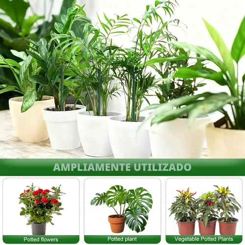 Vista 8 de Paquete de 5 postes ajustables para plantas – Poste de soporte apilable para interiores y exteriores con abrazaderas, adecuado para apoyar Monstera