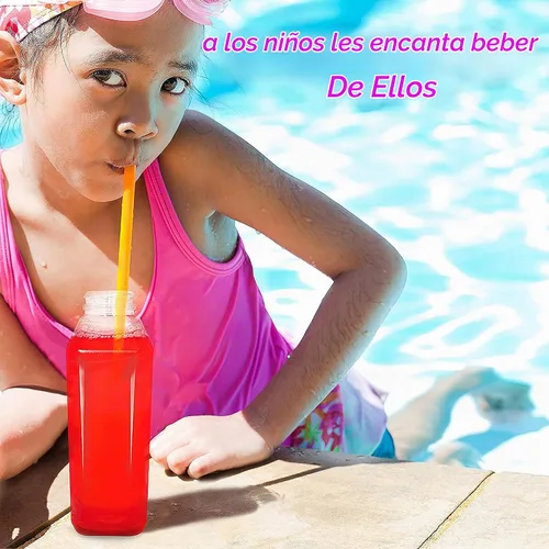 Vista 8 de Botellas vacías de plástico PET de 16 oz para jugo - Paquete de 35 recipientes reutilizables transparentes para leche desechable, a granel con tapas