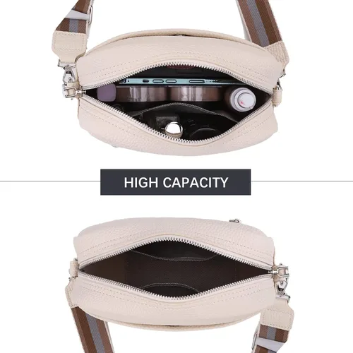 Vista 4 de JQWSVE Bolsos cruzados para mujer, bolso cruzado de moda para cámara, bolso cruzado de cuero genuino, bolso cruzado con correa de guitarra, bolso