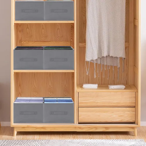 Vista 7 de Organizador de jeans plegable para armario, organizador de ropa con asa, organizador de cajones de ropa apilable con 7 rejillas para leggings