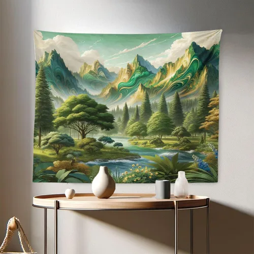 Vista 98 de Ambesonne Tapiz hippie, abrazo de hongos de ensueño y árbol de la vida místico y mandal verde, decoración de tela para colgar en la pared
