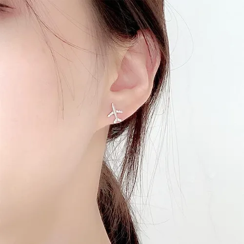 Vista 8 de Juego de collar y aretes con colgante de avión, circonita cúbica, avión, aerolínea, pulsera de joyería para mujeres y niñas, Zirconia cúbica, No es