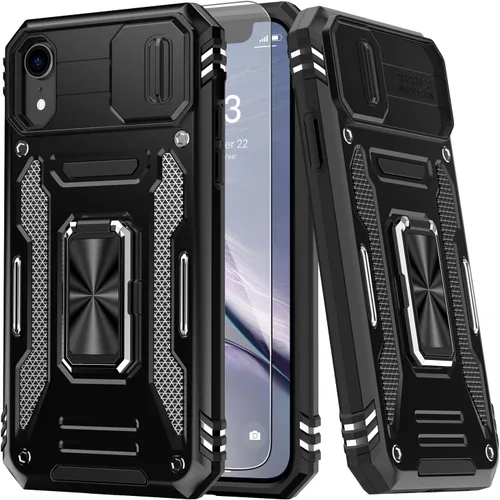 Vista 15 de MERRO Funda para iPhone 13 Pro con protector de pantalla, protección de cámara deslizante, funda resistente de grado militar con soporte magnético