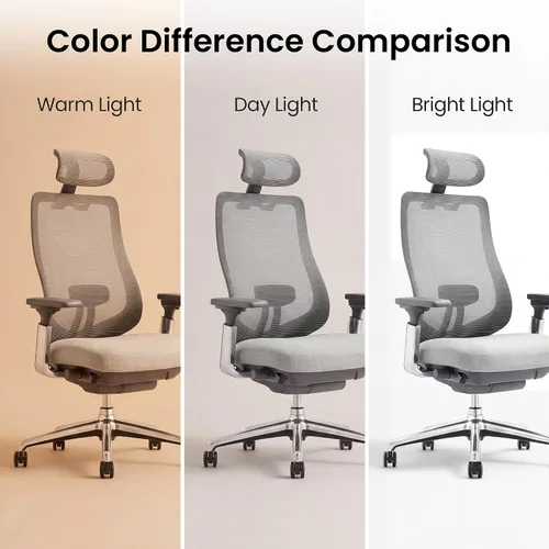 Vista 10 de COLAMY Silla de oficina ergonómica de malla, silla de escritorio ejecutiva con respaldo alto con reposacabezas ajustable, brazo 4D, asiento