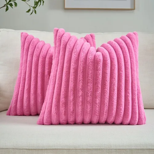 Vista 21 de FUTEI Pack of 2 Faux Fur Throw Pillow Covers 20x20 Inch, Navy Blue Azul marino