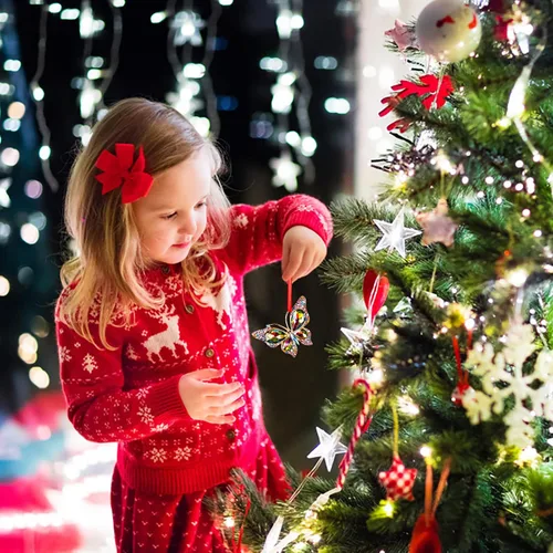 Vista 3 de WaaHome Adornos de Navidad de mariposa 2025 – Recuerdo de mariposa monarca de metal, adornos de árbol de Navidad, mariposas coloridas, regalo