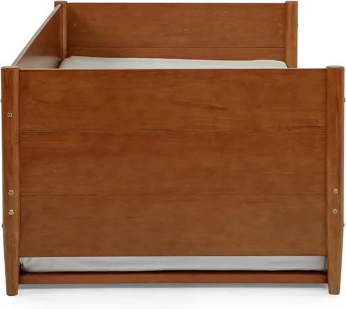 Vista 12 de Camaflexi Sofá cama y nido modernos Mid-Century/Madera maciza y fabricada/Cabecera de panel/No necesita somier/La base tiene 14 listones de Castañho