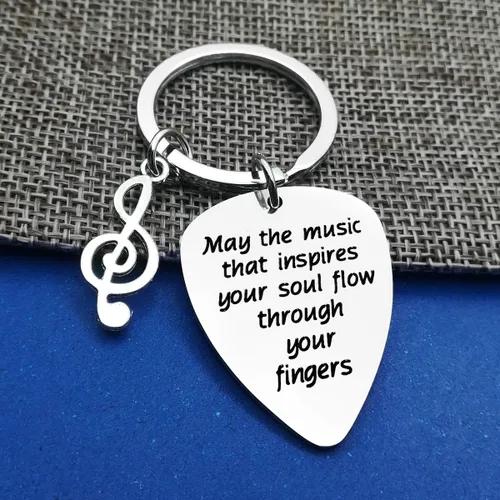 Vista 6 de Llavero de púa de guitarra inspirador, regalo para guitarristas, músicos, amantes de la música, regalo para profesores de música, regalo