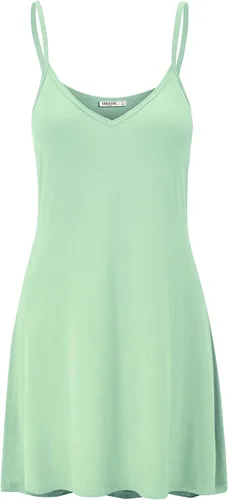 Vista 2 de Lock and Love - Vestido corto de túnica Cami para mujer con cuello en V y tirantes delgados, fabricado en Estados Unidos