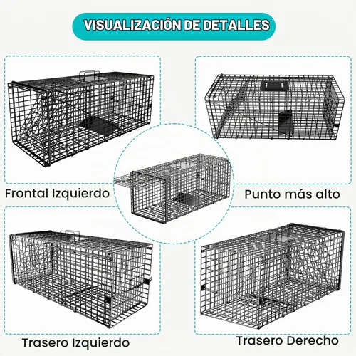 Vista 8 de Trampa de jaula para animales vivos, trampa de ardillas humanas de 24 "x 7