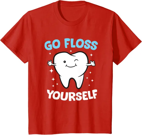 Vista 3 de Camiseta higienista dental, asistente dental, Go Floss Yourself dentista, Negro, S