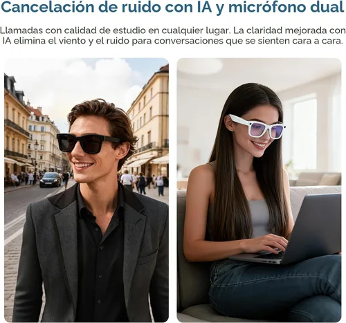 Vista 5 de AI Smart Glasses with Camera and Bluetooth,8MP 2K HD Camera Glasses,AI Voice Control,AI Photo Recognition and Translation,Smart Anti-Blue Light