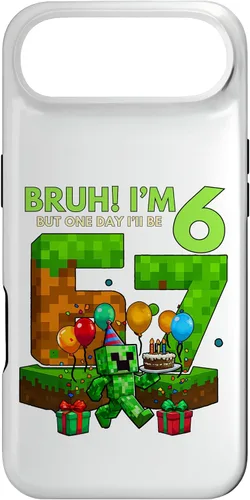 Vista 27 de Bruh I'm 6 But One-Day I'll Be 67 Retro 6th Birthday Kids Case for iPhone 17
