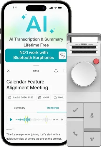 Vista 9 de HiDock Grabadora de voz P1 AI: Grabadora de voz inteligente Trabaja con auriculares Bluetooth, dispositivo de grabación digital portátil BlueCatch