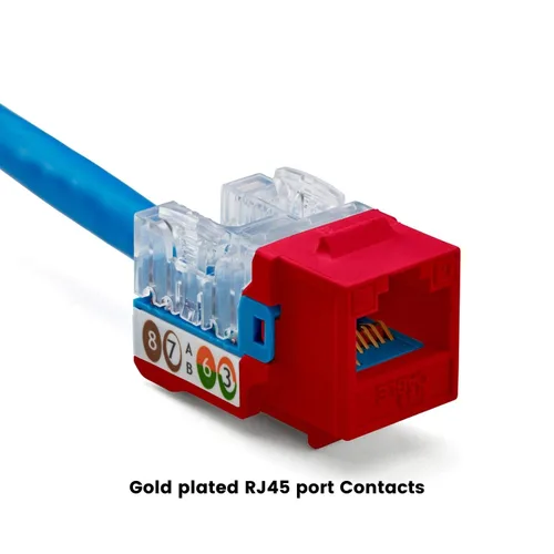 Vista 96 de TRUE CABLE Conector Keystone Cat5e, sin blindaje (UTP), perforado de 90 grados, PoE++ (4PPoE) 100W, certificación UL, verificado ETL, certificado