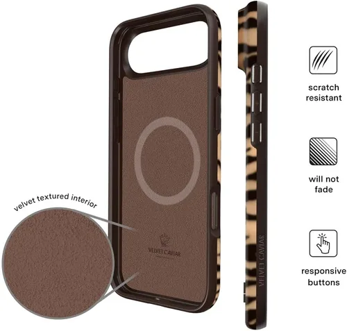Vista 1103 de VELVET CAVIAR Funda para iPhone 15, compatible con MagSafe, probada contra caídas de 10 pies, fundas protectoras de diseño, leopardo color rosa