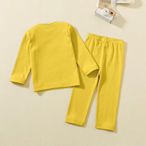 Vista 5 de Jimonda Conjunto de pijama para niños pequeños, ropa de dormir larga 100% algodón, 2 piezas, conjunto de pijama diario