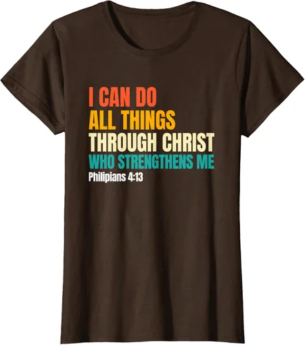 Vista 16 de I Can Do All Things Through Christ Christian Faith Camiseta, Negro, S