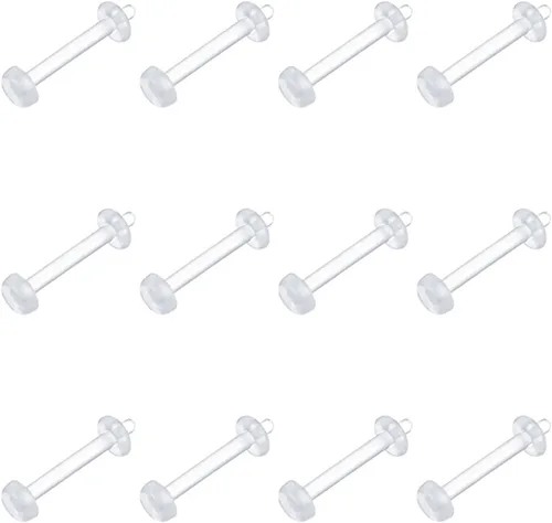Vista 18 de VCMART - Aretes transparentes para deportes, trabajo, cirugía, juego, conjunto mixto, retenedor de piercing de plástico transparente, retenedor