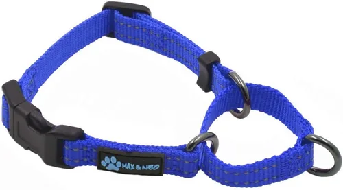Vista 17 de Max and Neo Collar de nylon Martingale para perros - Donamos a un rescate de perros por cada collar vendido (Pequeño, Azul)