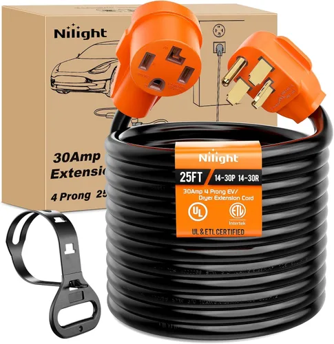 Vista 47 de Nilight Cable de Extensión para Secadora EV de 15 Pies 3 Clavijas 30 Amperios NEMA 10-30P 10-30R Cable de Extensiones Antiguas Servicio Pesado
