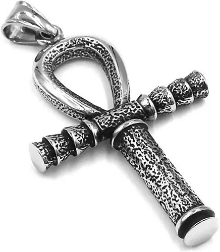Vista 3 de Ankh Collar para hombre y mujer de acero inoxidable antiguo egipcio Aunk colgante colgante original, aleación, No es una piedra preciosa