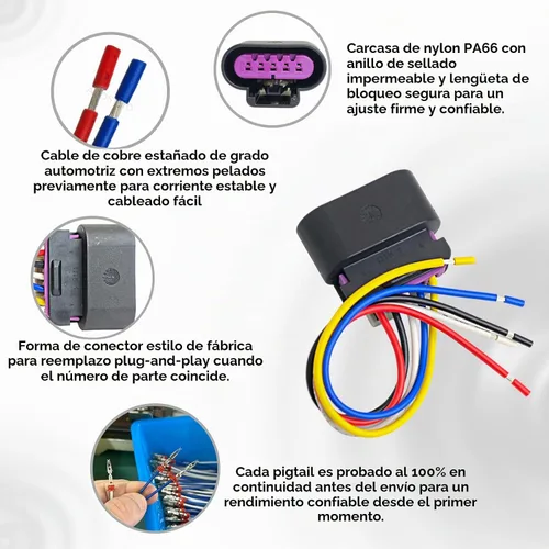Vista 3 de Conector de sensor de flujo de aire masivo (MAF) de 5 vías, OE 645-500 / PT2785 / 13585858, compatible con Silverado/Sierra Hybrid