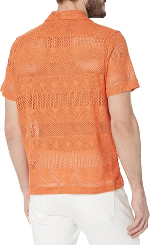 Vista 2 de GUESS Men's Short Sleeve Geo Crochet Knit Shirt