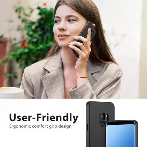 Vista 2 de UEEBAI Funda para Samsung Galaxy S9, funda delgada de silicona líquida a prueba de golpes, protección de cuerpo completo, con microfibra