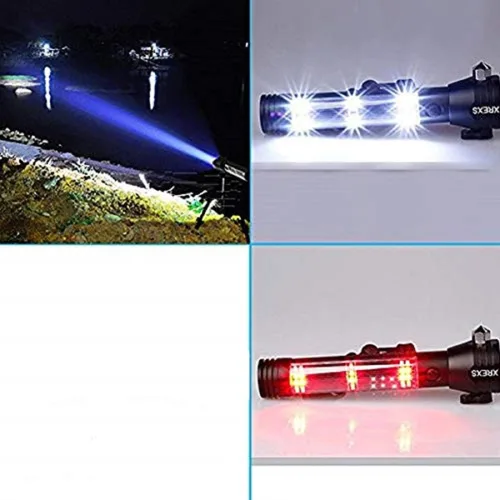 Vista 5 de XREXS Linterna LED solar para automóvil, linterna de rescate solar multifuncional, USB y cargador solar, portátil para senderismo, camping, viajes