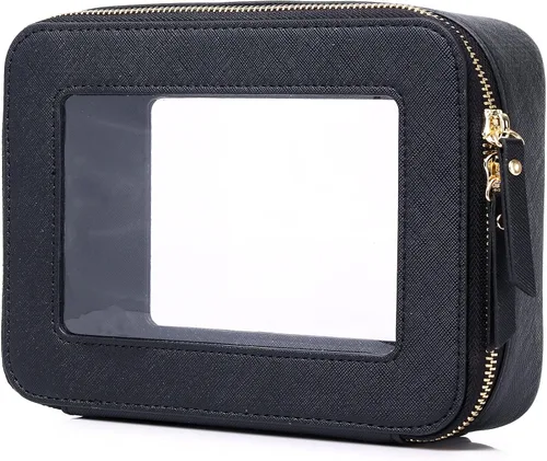 Vista 17 de Pinkmik Pequeña bolsa de maquillaje transparente, mini estuche para cosméticos, bolsa de aseo impermeable con cremallera, organizador de bolsos