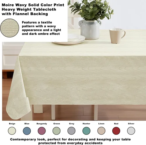 Vista 2 de Newbridge Moire - Mantel de franela de vinilo con estampado ondulado de color sólido para interiores y exteriores