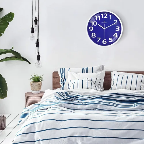 Vista 4 de Lafocuse Reloj de pared azul con números 3D de 12 pulgadas para decoración de sala de estar, moderno reloj de pared de cocina funciona