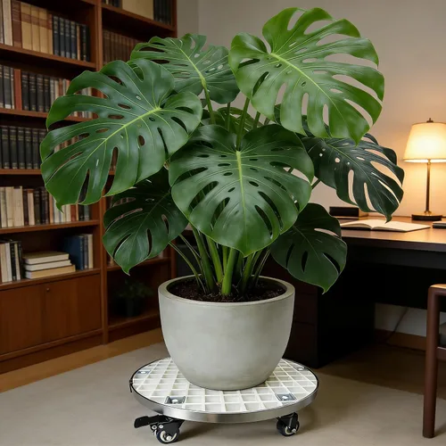 Vista 6 de ARTLINE Soporte rodante resistente para plantas con ruedas de bloqueo, base de rodillo para macetas de 23 pulgadas para árboles grandes en macetas