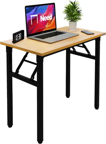 Vista 25 de Need - Escritorio plegable de 31 1/2" sin ensamblaje, mesa pequeña para computadora, escritorio robusto y resistente para espacios pequeños, marco