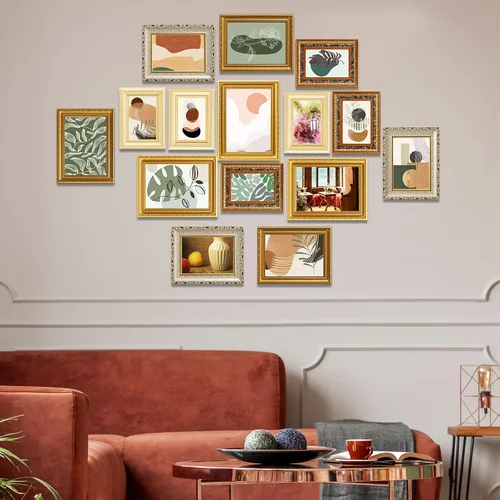 Vista 7 de 15 marcos de fotos dorados vintage para pared o mesa, collage de marcos franceses ornamentados estilo country con marcos de 8x10, 5x7, 4x6 pulgadas