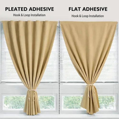 Vista 5 de Jilron - Cintas mágicas adhesivas para cortinas opacas sin necesidad de perforación, cortinas adhesivas sin barra para ventanas pequeñas