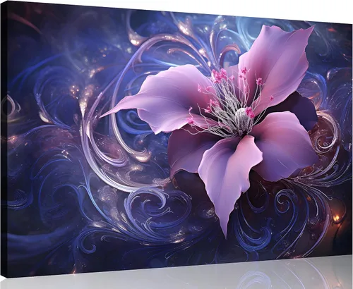 Vista 45 de TutuBeer 1 Panel Bauhinia Flor Roja China Bauhinia Flor Púrpura Planta Botánica Imagen de Flor Obra de Arte Pintura al Óleo sobre Lienzo Estirado
