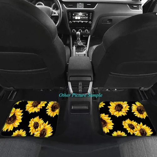 Vista 3 de Xhuibop Alfombrillas de automóvil con diseño de girasol, mariposa, elefante, para mujer, SUV, decoración interior de niña, camión, juego completo, 4