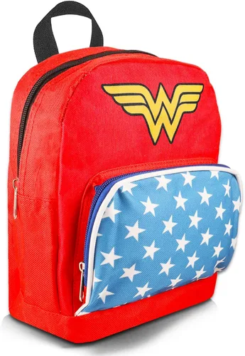 Vista 2 de Wonder Woman Juego de mini mochila Mini mochila Wonder Woman de lona de 10 pulgadas con bolsillo frontal y botella Paquete de mochila Wonder