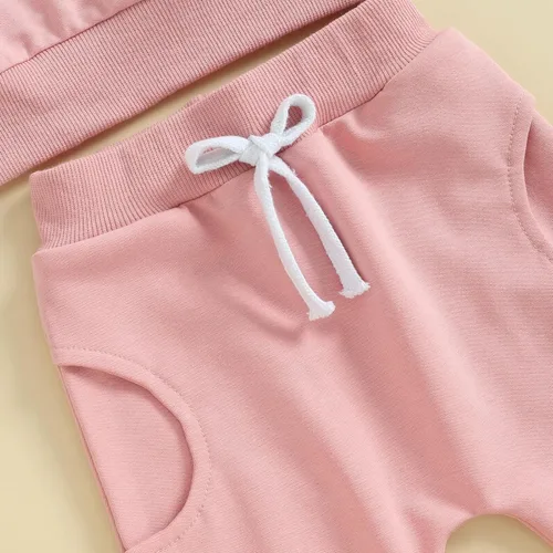 Vista 4 de Gueuusu Ropa de manga larga para bebé niño y niña, sudadera de manga larga para tías Little Bestie, pantalones deportivos, 2 piezas, traje de otoño