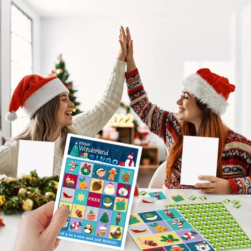 Vista 5 de Juegos de fiesta de bingo de Navidad, juegos de fiesta de Navidad para familiares y amigos, 24 jugadores, suministros de fiesta de Navidad, regalos