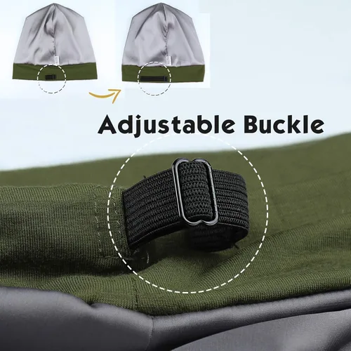Vista 3 de FocusCare - Gorro de satén para dormir, para mujer, regalos para mujeres con cabello rizado o con frizz Verde militar
