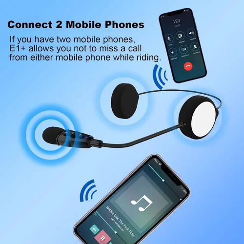 Vista 4 de EJEAS Casco de motocicleta E1+ Bluetooth 5.1, manos libres, sistema de comunicación Bluetooth con función de reducción de ruido CVC/efecto de sonido