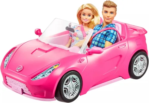 Vista 5 de Muñeca Barbie y Ken con su armario y coche convertible de dos plazas rosa. Incluye accesorios.