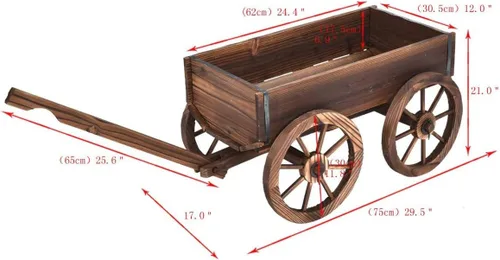 Vista 7 de LDAILY Moccha - Carro de madera con 4 ruedas para maceta de flores y flores, para el hogar, jardín, interior y exterior